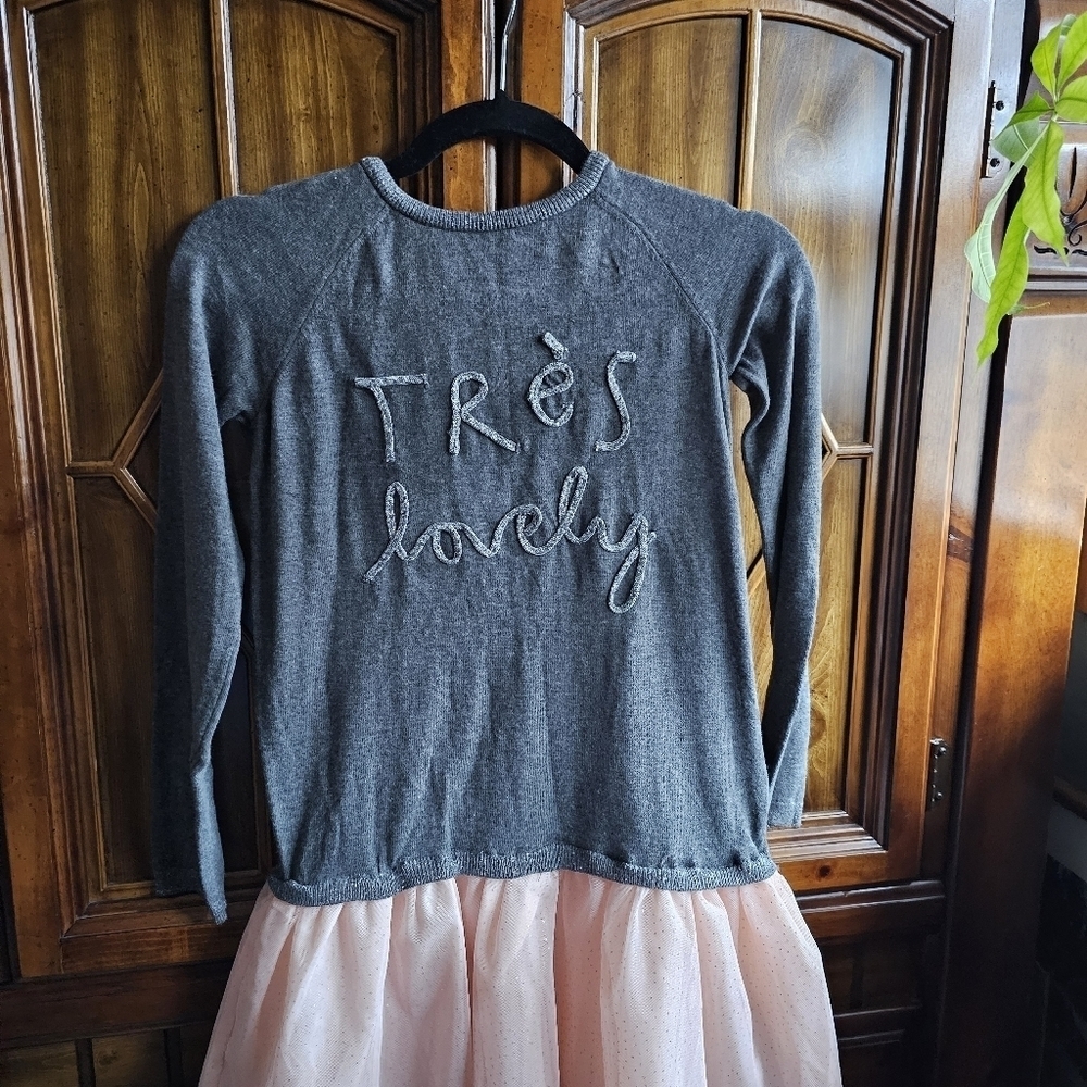 Girl's NEW H&M Tre`s Love Sweater Tulle Glitter Dress Size 8-10